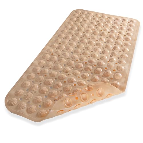 Badewannenmatte rutschfest, 70x38 cm Duschmatte, Badewanneneinlage rutschfest, Badematte Antirutschmatte mit Saugnäpfen Extra Lange, Maschinenwaschbar, für Bad, Beige von Yukaiwn