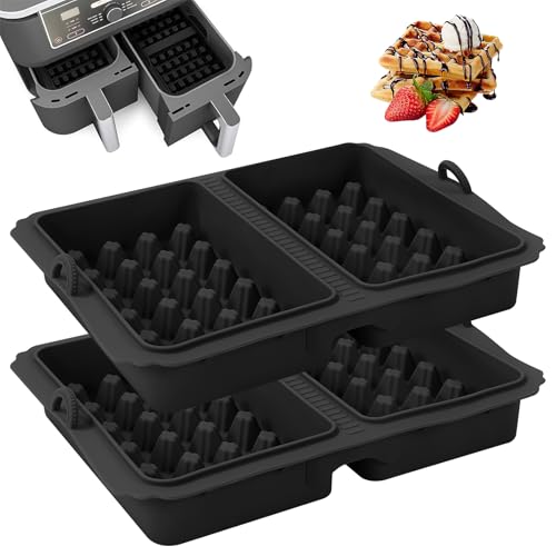 Ninja Heißluftfritteuse Zubehör, 2 Stück Doppelt Backschaleneinsatz aus Silikon, Belgische Waffeleisen Silikon Zubehör Heißluftfritteuse Zubehörs mit Ninja AF400EU, AF451EU und AF500EU (schwarz) Ninja Heißluftfritteuse Zubehör, 2 Stück Doppelt Backschaleneinsatz aus Silikon, Belgische Waffeleisen Silikon Zubehör Heißluftfritteuse Zubehörs mit Ninja AF400EU, AF451EU und AF500EU (schwarz) von Yukaiwn