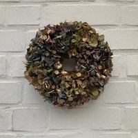 Echter Hortensien Kranz in Blau Mit Goldenen Akzenten Ø 24 cm von YukiwariSouShop