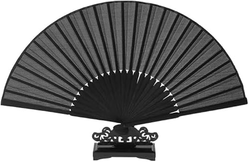 Fächer Schwarz Handfächer Fecher Festival Outfit Damen Hand Fan Fächer Hochzeit Gastgeschenke Hochzeit Deko Rave Outfit Damen Mini Klein Wandfächer Chinesischer Saunafächer (1) von Yukiyi