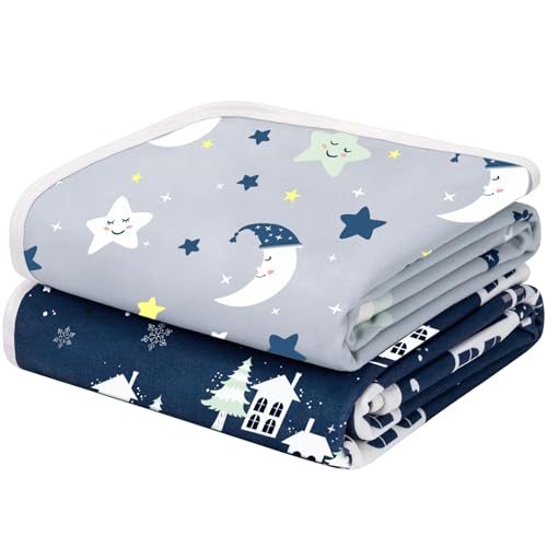 Yukkidds 2er-Pack Bettunterlage Wasserdicht Kinder, Waschbar PIPI Unterlage Bett Kinder, Betteinlage Inkontinenz Bettunterlage 75x90 cm (Dunkelblau) von Yukkidds