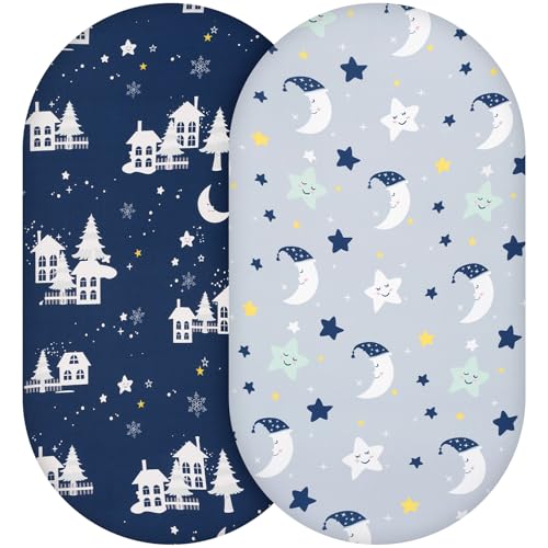 Yukkidds 2er Pack Baby Spannbettlaken Spannbetttücher 81 x 41 cm Elastizität Atmungsaktiv Mikrofaser Matratzenbezug Laken für Kinderbett Beistellbett Babybett, Dunkelblau von Yukkidds