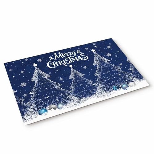 Yukro Fußmatte mit Aufschrift "Merry Christmas", 40,6 x 61 cm, marineblau, Weihnachtsbaumkugel-Stern, rutschfeste Fußmatten, Eingangsmatte, Schmutzfangmatte, waschbare Türteppiche für drinnen und Yukro Fußmatte mit Aufschrift "Merry Christmas", 40,6 x 61 cm, marineblau, Weihnachtsbaumkugel-Stern, rutschfeste Fußmatten, Eingangsmatte, Schmutzfangmatte, waschbare Türteppiche für drinnen und von Yukro