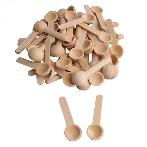 Yulake 25 Stück Mini Holzlöffel,Klein Gewürzlöffel,Runder Holzkochlöffel,Umweltschutz Löffel,Kurzem Kochlöffel,Eisportionierer,Kaffeelöffel,Marmeladenlöffel 6.8 * 2.5cm von Yulakes