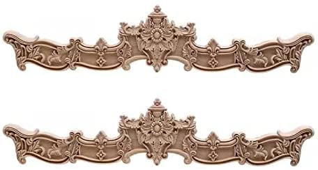 Yulakes Holz Ornament Appliques Möbel Holzaplikationen Holzornamente Schnitzerei Ornament Applique Holz Verzierung Frame Ornament Frame Geschnitzte Ecke Onlay Unlackiert Applique 30X 6cm (2PCS) von Yulakes
