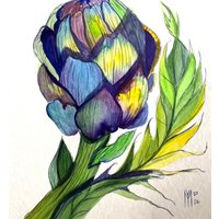 Artischocke Aquarell Malerei Original Küchen Wandbild | 25 X 25 cm Artischocke Aquarell Malerei Original Küchen Wandbild | 25 X 25 cm von YuliiaMykhaliukArt