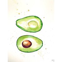 Avocado Original Aquarell Malerei Wanddekor Das Beste Geschenk Für Zuhause Einzigartiges von YuliiaMykhaliukArt