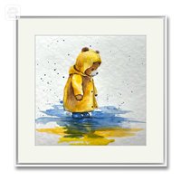 Bär Im Gelben Regenmantel Original Gemälde Kinderzimmer Wand Kunst Wohnkultur Muttertagsgeschenk Geschenk Für Kind von YuliiaMykhaliukArt