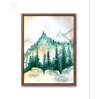 Berg Original Aquarell Malerei Wand Kunst Abstrakte Landschaft Gemälde Moderne Minimal Dekor Geschenk Für Freund Großmutter von YuliiaMykhaliukArt