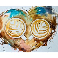 Cappuccino Liebhaber Originalgemälde Wandkunst von YuliiaMykhaliukArt