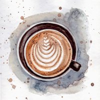 Cappuccino Original Aquarell Malerei Wand Kunst Coffee Bar Decor Muttertagsgeschenk von YuliiaMykhaliukArt