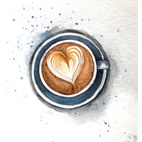 Cappuccino Original Gemälde Wand Kunst Kaffee Bar Dekor Housewarming Geschenk von YuliiaMykhaliukArt