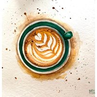 Cappuccino Originalgemälde Wandkunst Kaffeebar Dekor Kaffeetasse Kunst von YuliiaMykhaliukArt