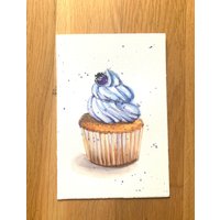 Cup Cake Postkarte Original Gemälde Set 3 von YuliiaMykhaliukArt