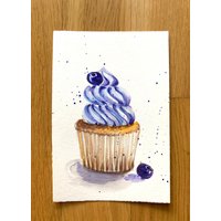 Cupcake Art Original Gemälde Postkarten Set von YuliiaMykhaliukArt