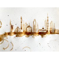 Real Coffee City Original Gemälde Wanddekor von YuliiaMykhaliukArt