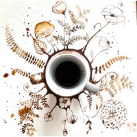 Echte Kaffeeblumen Originalgemälde Wandkunst Kaffeeliebhaber Geschenk Für Freund Einzigartiges Kaffeebardekor von YuliiaMykhaliukArt