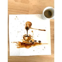 Echter Kaffee Originalgemälde Wandkunst Muttertagsgeschenk von YuliiaMykhaliukArt
