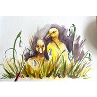 Entenküken Originalgemälde Wandkunst Home Decor Kinderzimmer Kunst Geschenk Für Mutter Muttertagsgeschenk Ente Kinderkunst von YuliiaMykhaliukArt