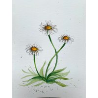 Gänseblümchen Original Aquarell Gemälde Wand Dekor von YuliiaMykhaliukArt