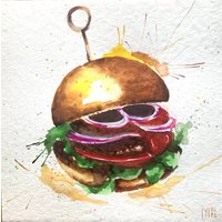 Hamburger Original Gemälde Wandkunst von YuliiaMykhaliukArt