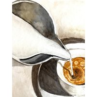 Kaffee Mit Milch Wand Kunst Original Gemälde Dekor Schaum Cappuccino Malerei von YuliiaMykhaliukArt