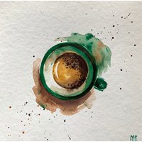 Kaffee Original Aquarell Malerei Wanddekoration Muttertagsgeschenk Für Freund von YuliiaMykhaliukArt