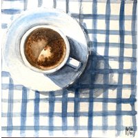 Kaffee Original Aquarell Malerei Wanddekor Coffee Bar Decor von YuliiaMykhaliukArt