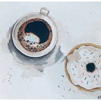 Kaffee Und Donut Original Gemälde Wand Kunst Home Decor Coffee Bar Art Muttertagsgeschenk von YuliiaMykhaliukArt