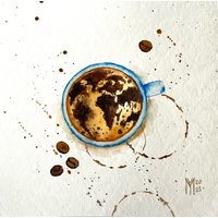 Kaffeetasse Map Original Gemälde Wandkunst von YuliiaMykhaliukArt