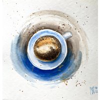 Kaffeetasse Original Gemälde Wand Kunst Coffee Bar Decor Housewarming Geschenk von YuliiaMykhaliukArt