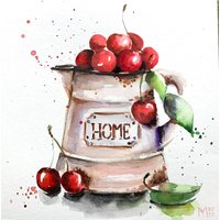Kirschen Original Gemälde Wand Kunst Home Decor Hauseearming Geschenk von YuliiaMykhaliukArt