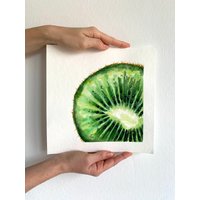 Kiwi Original Aquarell Wand Dekor von YuliiaMykhaliukArt