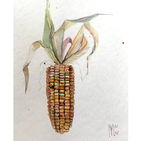 Maiskolben Original Aquarell Gemälde Wandkunst von YuliiaMykhaliukArt