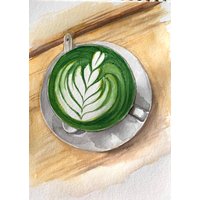 Matcha Latte Original Art Home Decor Muttertagsgeschenk von YuliiaMykhaliukArt