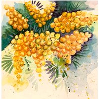 Mimose Aquarell Original Gemälde Wandkunst von YuliiaMykhaliukArt