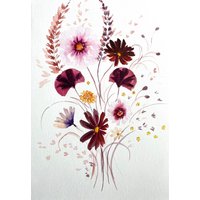 Neutrale Blumen Originalgemälde Wall Art Home Decore Boho Stola von YuliiaMykhaliukArt