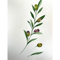 Olivenzweig Originalgemälde Wanddekor von YuliiaMykhaliukArt