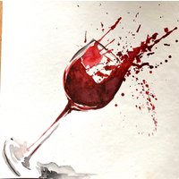 Original Weinglas Aquarell Gemälde - Handgemachte Kunst | 25 X 25 cm von YuliiaMykhaliukArt