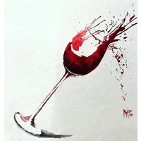 Rotwein Aquarell Malerei Modernes Wohndekor | 25 X 25 cm von YuliiaMykhaliukArt