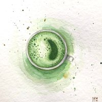 Tasse Matcha Original Gemälde Wanddekor von YuliiaMykhaliukArt