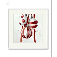 Weihnachtskugeln Aquarell Malerei Kleine Urlaub Wandkunst von YuliiaMykhaliukArt