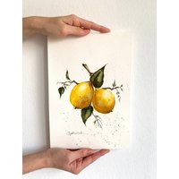 Zitronen Original Gemälde Wandkunst von YuliiaMykhaliukArt