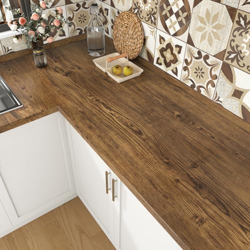 Selbstklebende Tapete Holzoptik Klebefolie Möbel Braun Abwaschbare Küchenfolie Selbstklebende Folie Arbeitsplatte Küche Wasserdicht Dekofolie Möbelfolie Holz 40 X 200cm Folie Küchenschränke Holztapete von Yullpaper
