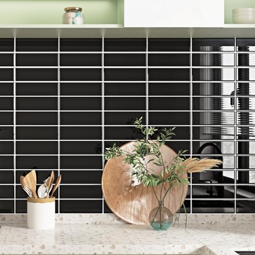 Yullpaper 3D Fliesenaufkleber Schwarz Bad Küche Vinyl Fliesen Selbstklebend Flexible Badezimmer Fliesen Überkleben Küchenrückwand Küchenspiegel Schwarz Selbstklebende Fliesen Küche 30x30cm 10 Stück von Yullpaper
