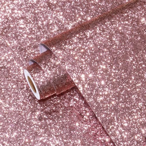Yullpaper Glitzer Tapete Rosa Möbelfolie Selbstklebend Tapete Kinderzimmer Mädchen Glitzer Klebefolie für Tisch Schrank Folie Selbstklebend Wand Tapeten Wohnzimmer Rosa Klebefolie Möbel 40cm X 200cm… von Yullpaper