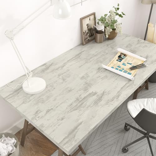 Yullpaper Graue weiße Tapete Selbstklebend Vintage Klebefolie Holzoptik für Küchenarbeitsplatte Wand Tapeten Wohnzimmer Möbelfolie Holzoptik Selbstklebend Folie für Möbel Küchenschränke 40cm X 300cm von Yullpaper