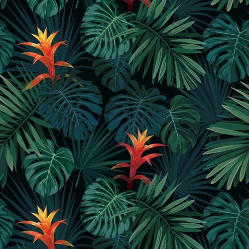 Yullpaper Grüne Dschungel Tapete Klebefolie Möbel Tapeten Wohnzimmer Schlafzimmer Selbstklebende Tapete Blätter Blumen Mustertapete Grün Schrank Folie Selbstklebend Möbelfolie Grün 44,5cm x 260cm von Yullpaper