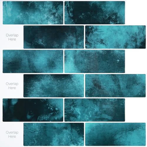 Yullpaper Klebefliesen Bad 3d Fliesenaufkleber Petrol Blau Küchenfliesen überkleben PVC Fliesen Selbstklebend Fliesen Zum Kleben Badfliesen überkleben Wandfliesen Selbstklebend Küche 10 Stück 30 X 30 von Yullpaper