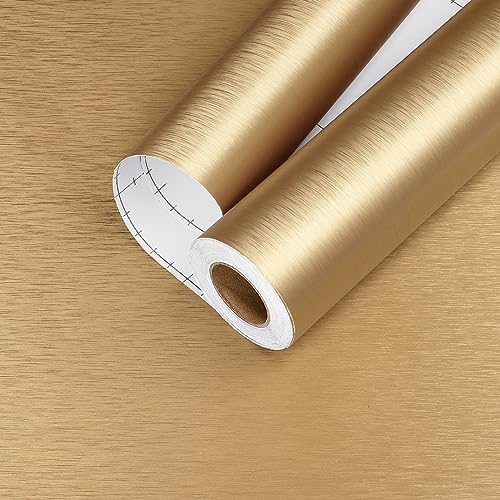 Yullpaper Klebefolie Gold für Küche Selbstklebende Tapete Gold Dekofolie Möbelfolie Selbstklebend 40cm X 800cm Wasserdichte Klebefolie für Küchenarbeitsplatte Selbstklebende Folie für Möbel Schrank von Yullpaper